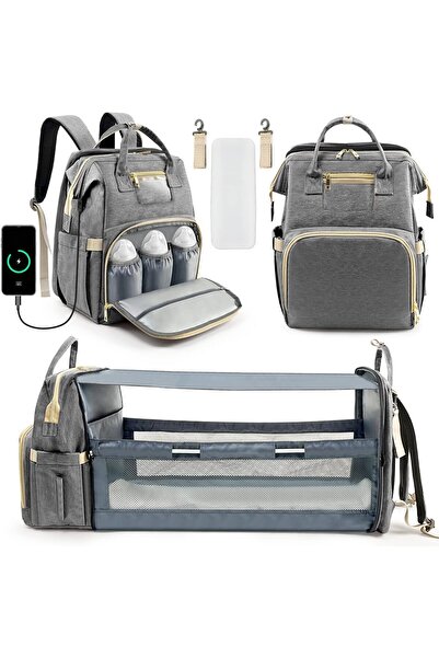 Hope سرير أطفال قابل للطي للسفر 3 في 1، محطة تغيير حفاضات محمولة، حقيبة ظهر ل...