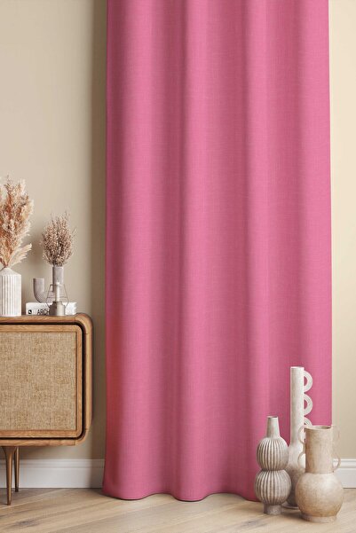 Pilloveland Fon Perde - Linen Look - Keten Görünümlü Dijital Baskılı Süet Kumaş - 140*280 cm
