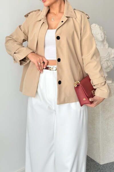 Suziş SIRTI ZIMBA DETAYLI KISA TRENÇ 36654