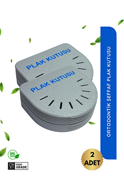 AC BOX 2 Adet Gri Ortodontik Şeffaf Plak Kutusu Diş Sıkma Plağı Saklama Kabı ...
