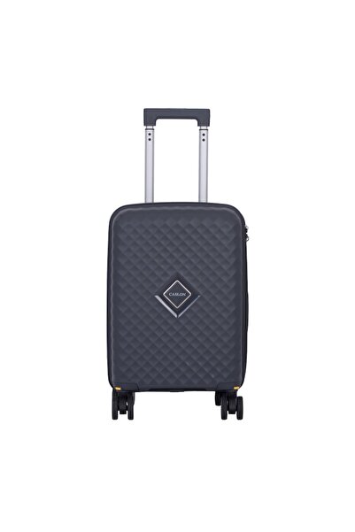 CASLON Valiză de cabină, dimensiuni 50x32x19 cm, polipropilenă flexibilă, 4 roți detașabile rotative la 360°, culoare Dark G