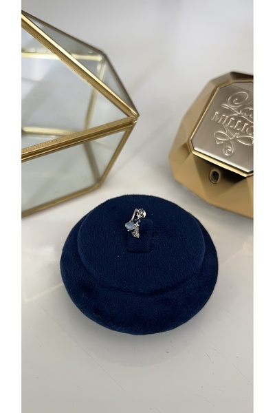 SU PERİSİ TAKI BİJUTERİ Cerrahi Çelik Gümüş Zirkon Taşlı Mavi Taşlı Model Pie...