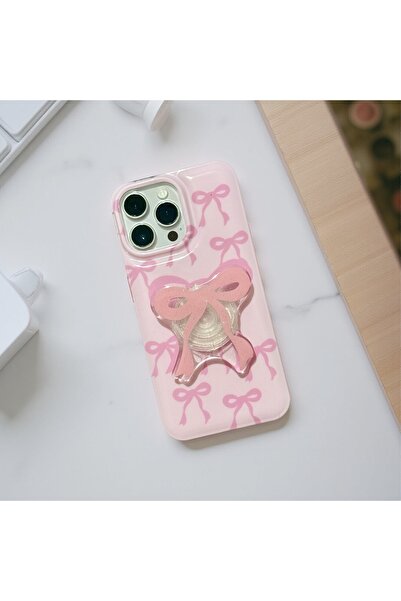 HYPERSOFT Iphone 16 (6.1 inç) Uyumlu Popsocketli Stant Olabilen Şık Desenli Slım Kılıf