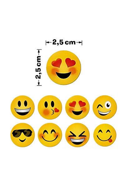 hdcw 500 ADET 2.5cm RULO YAPIŞKANLI RENKLİ EMOJİ STICKER ETİKET HEDİYE PAKETLEME