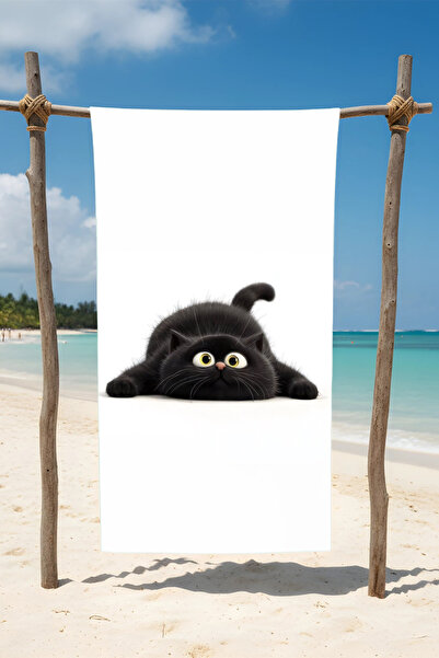 BETHA Apişan Kedi̇ Cotton Beach Towel – Patterned Design – 75X150 cm