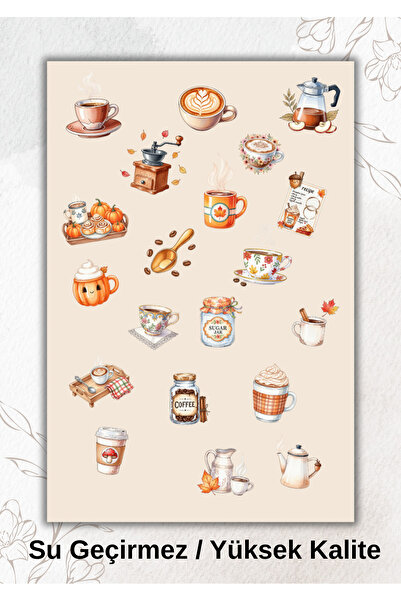 VORACRAFT Kahve, Latte, Sıcak Çikolata Temalı, Sticker Ajanda Bullet Journal ...