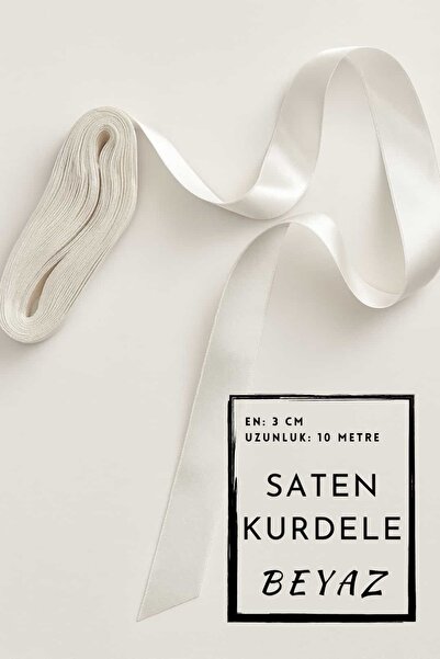 Dantelux Saten Kurdele - Süsleme Kurdelesi - Bohça Kurdelesi - Ekru (3 cm x 1...