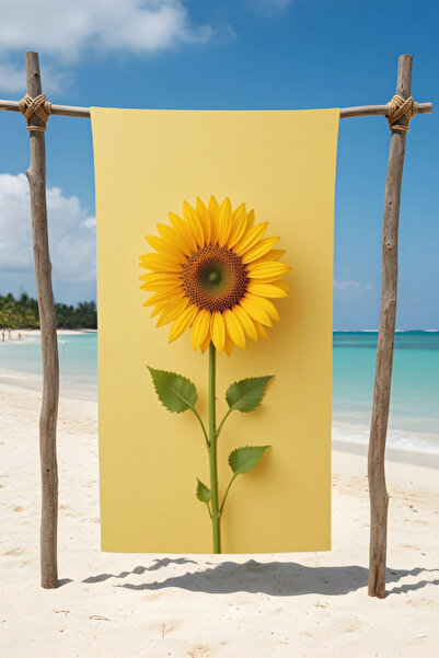 BETHA منشفة شاطئ قطنية بنقشة عباد الشمس – تصميم منقوش – 75x150 سم