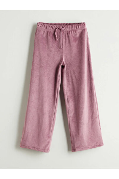 LC Waikiki LCW ECO Lila Beli Lastikli Kız Çocuk Kadife Eşofman Altı