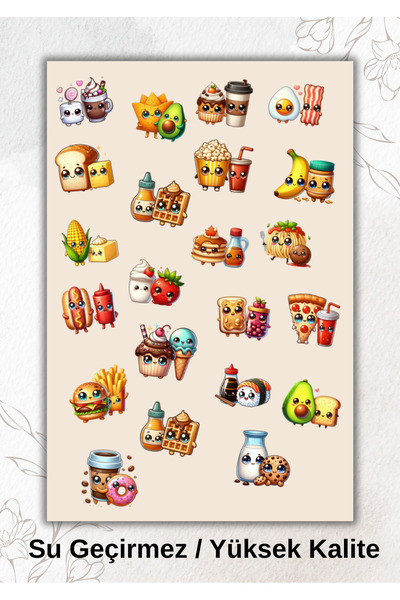 VORACRAFT Kawaii yumurta, yemek , kahve Temalı, Sticker Ajanda Bullet Journal...