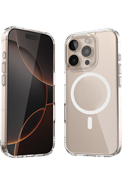 HyperAge Apple iPhone 16 PRO Kılıf Magsafe Şeffaf Kılıf Kablosuz Şarj Özellik...