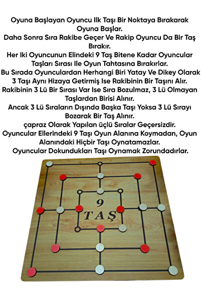 a v d a Wooden 9 Stones 3 Stones 2 Games in 1 Box Strategy Intelligence Logic Mind Educational Box Game