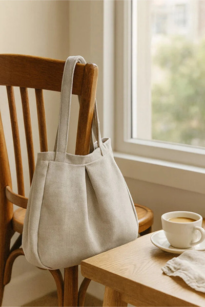 BUTİK1AVM Gray Multi-Purpose Premium Oversize Canvas Women's Hand and Shoulder Bag