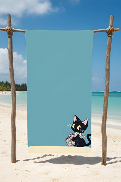 BETHA Caterpillar Patterned Cotton Beach Towel with Bow Tie – Patterned Design – 75X150 cm