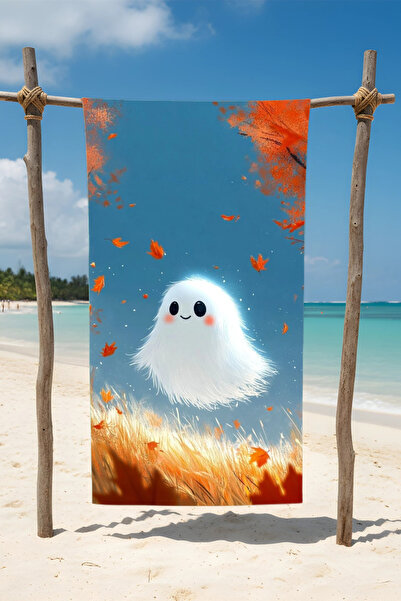 BETHA Cute Ghost Patterned Cotton Beach Towel – Patterned Design – 75X150 cm
