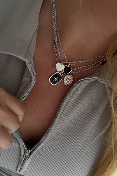 Trendy Butik Pole and Heart Model Four-Piece Necklace