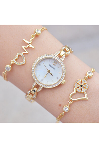 istanbul form Gold Metal Kordon Kadın Saat Kombini 3578