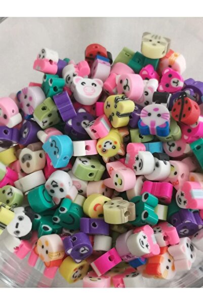 StainlessStore 60 Adet! Karışık Sevimli Hayvan Figürlü Polimer Kil (Fimo) Boncuk Seti