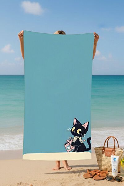 BETHA Caterpillar Patterned Cotton Beach Towel with Bow Tie – Patterned Design – 75X150 cm