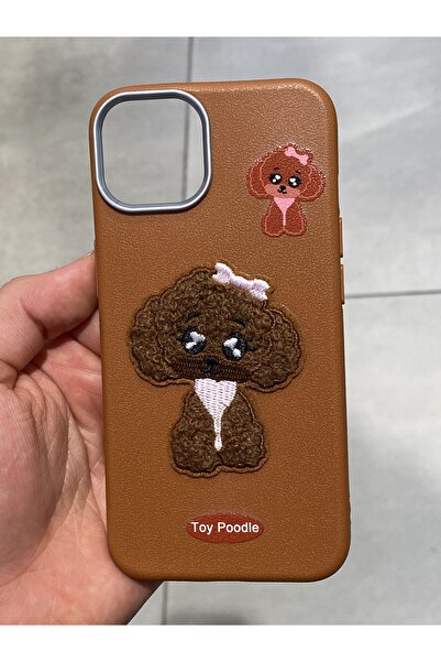 Mee.co iPhone 13 ve 14 Uyumlu Nakış İşlemeli Kurabiye ve Köpek Figürlü İçi Ka...