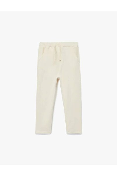 Koton Basic Velvet Trousers with Tie Waist and Pocket Detail