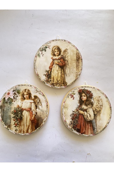 ZeyMin Art Melek Temalı 3lü Duvar Süsü 11 cm