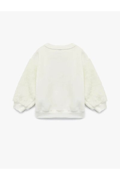 Koton Penguin Printed Crew Neck Cotton Ecru Baby Girl Sweatshirt 6Wmg10020Ak