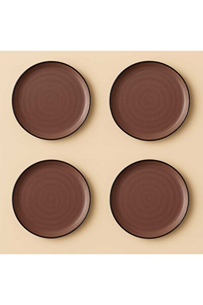 Joie Maison Terra Seramik 4 Parça Servis Tabağı Kahverengi (24cm)