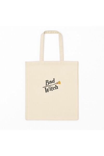 SHOPIENS Geanta tote brodata Halloween model Bad Witch bej