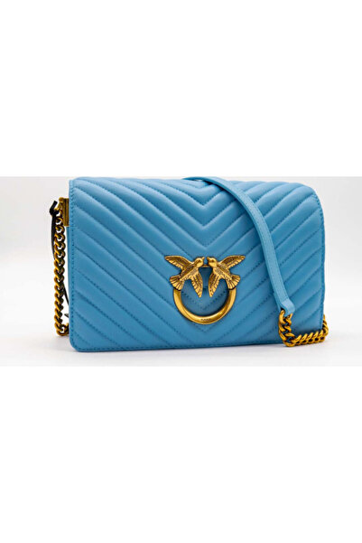 PİNKO LOVE CLICK CLASSIC SHEEP NAPPA CHEVRON LIGHT BLUE