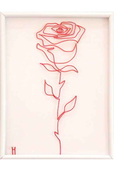 Arta Sarmei Trandafir rosu, sculptură din sârmă continuă rosie