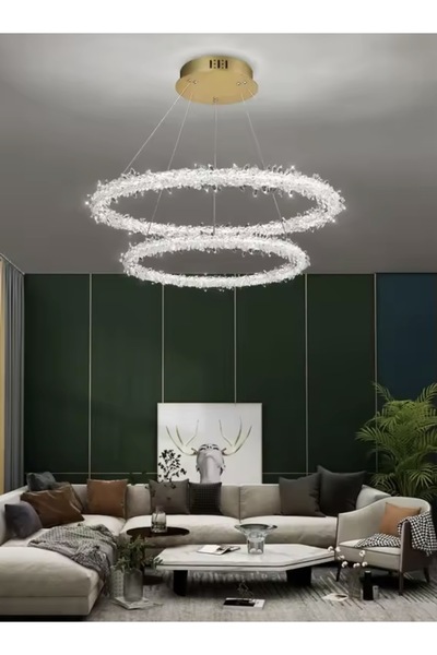 Asateer Modern chandelier, two rings, diameter 80cm + 60cm