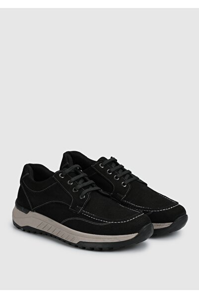 Provoq Black Leather Men's Shoes