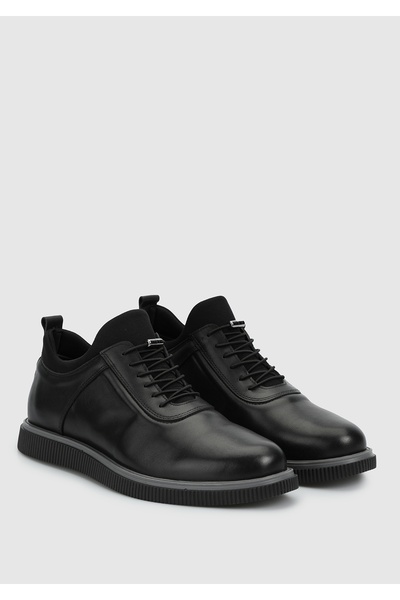 Provoq Black Leather Men's Shoes