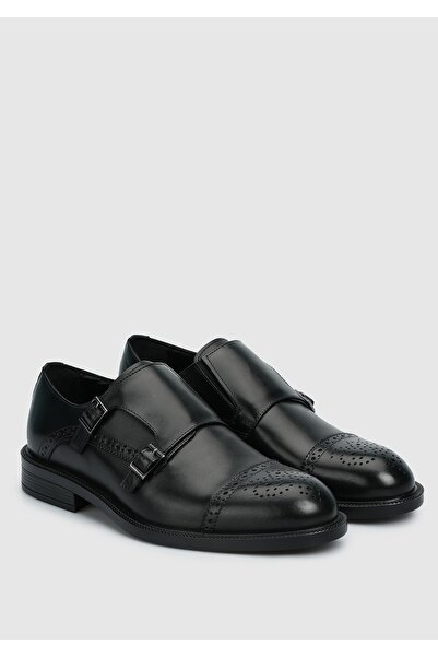 Provoq Black Leather Men's Shoes
