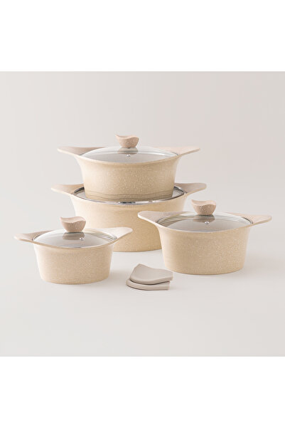 Alberto almuinum 8pcs cookware set, cream