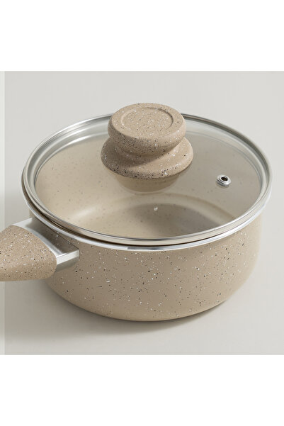 Alberto aluminum milk pot 1.5L with lid, cream