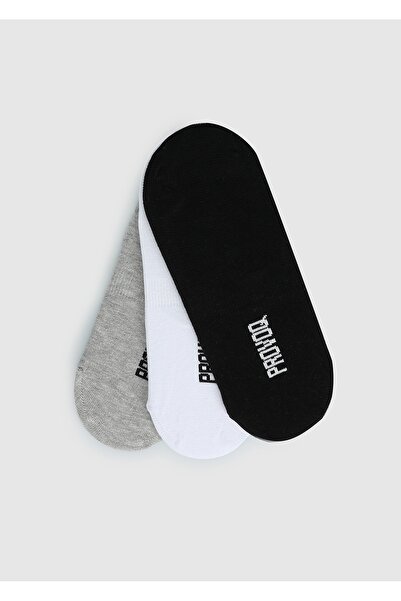 Provoq Πολλαπλές κάλτσες Γκρι-Λευκό-Μαύρο 3-συσκευασία μποτάκια 40-44