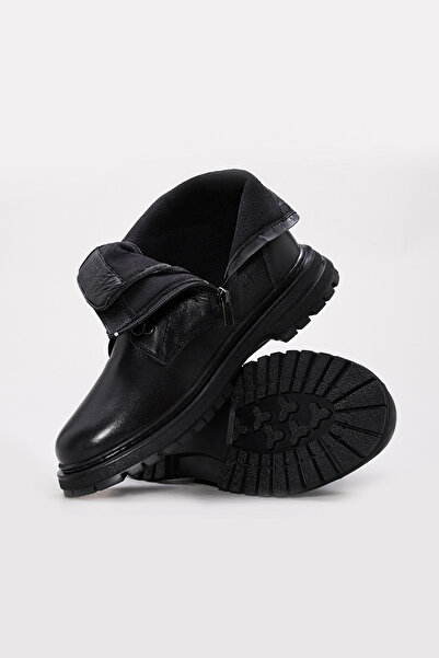 Ayakkabıhane Качествени класически дамски ботуши от естествена кожа, черни, у...