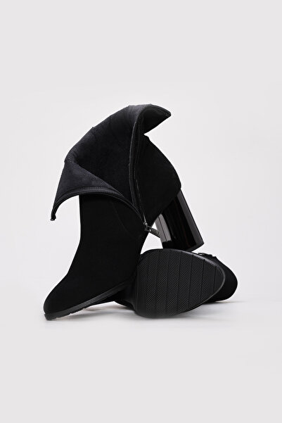 Ayakkabıhane حذاء بكعب نسائي أسود من جلد الغزال الأصلي عالي الجودة AH08264192...