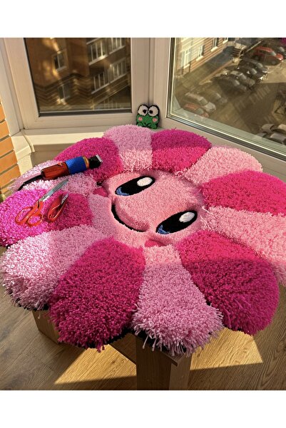 MOD10 Çiçek El Yapımı Tufting Halı – 45x75 cm Özel Tasarım Dekoratif Masa & Z...