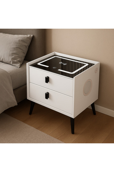 Deliny Noptieră multifuncțională INTELIGENTĂ cu LED, încărcare wireless, USB,...