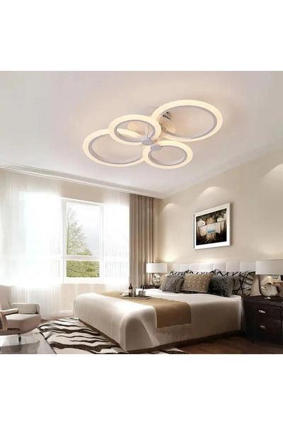 LED CONCEPT Smart LED chandelier with remote control and three types of light, round, 80W, dimmable, 60x40x15cm