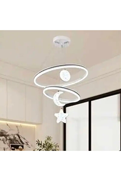 LED CONCEPT Smart LED chandelier with remote control and three types of light, round, 160W, dimmable, 60x60x100cm