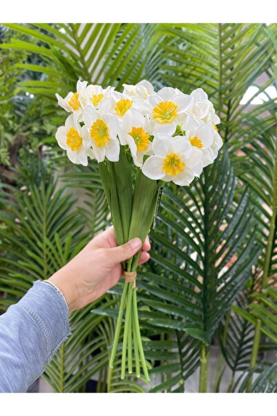 KOZALILAR Gerçek Görünümlü Dekoratif İçi Tohumlu 6'lı Yapay Nergis Buketi