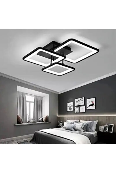 LED CONCEPT Smart LED chandelier with remote control and three types of light, square, 112W, dimmable, 53x51x12cm