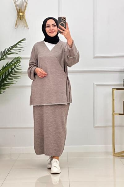 Enans Design طقم ملابس محتشمة ميموزا مكون من قطعتين مع تونيك مزدوج الصدر وتنو...