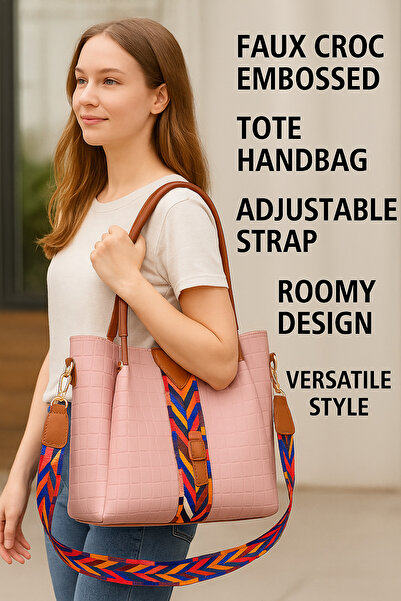 Generic Women’s PU Leather Handbag Set – Designer Tote Satchel Shoulder Bag with 3 Pouches