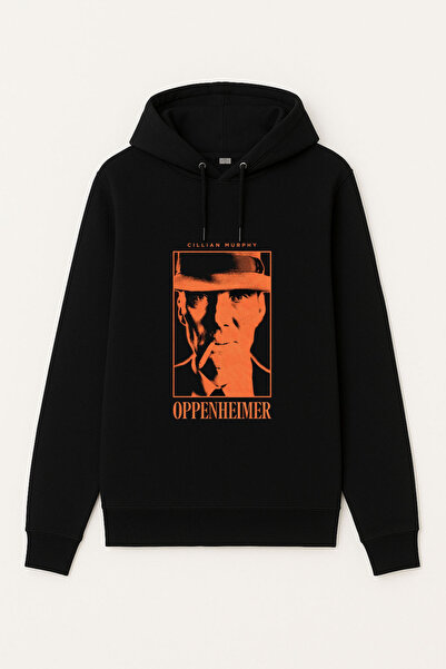 MODA Hanorac negru pentru adulți Oppenheimer cu imprimeu cu glugă Swea tricou