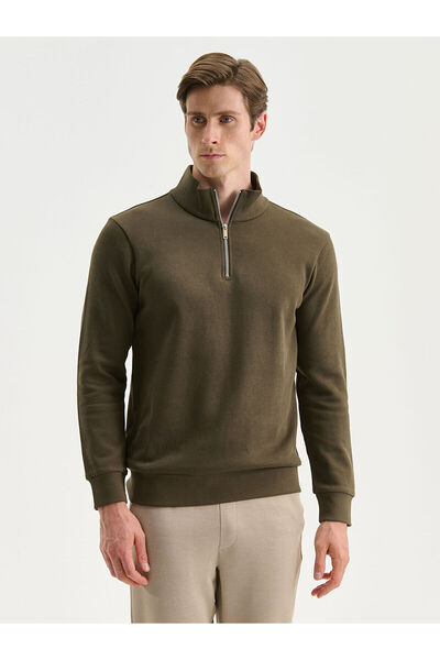 LC Waikiki Vizyon New Season Zippered Stand Collar Long Sleeve Men's Sweatshirt